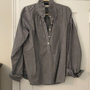 Vineyard Vines black gingham ruffle collar blouse